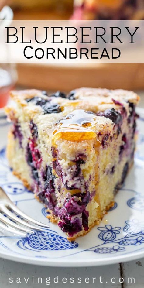 Cornbread Dessert, Flavored Cornbread, Blueberry Cornbread, Jiffy Cornbread Recipes, Cornbread Recipes, Lemon Blueberry Bread, Sweet Cornbread, Blueberry Desserts, Blueberry Bread