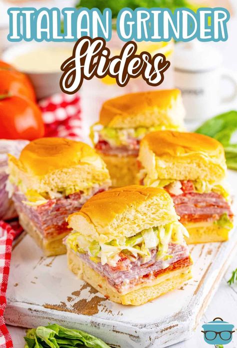 Sweet slider rolls are stuffed with deli meats, cheeses, and more, plus a stellar dressing that makes these Italian Grinder Sliders over-the-top delicious! Sliders Ideas, Italian Grinder Sliders, Grinder Sliders, Snack Sandwiches, Fupa Workout, Italian Sliders, Italian Grinder, Cheap Meal Plans, Slider Rolls