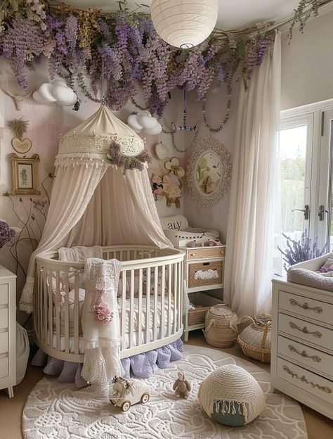 Creating a dreamy nursery for your little princess? Check out these 32 Insanely Cute Baby Girl Nursery Ideas! Find adorable and creative inspirations to design the perfect, cozy haven for your little one. Woodland Princess Nursery, Baby Girl Nursery Fairy Theme, Fairy Themed Nursery Girl, Baby Girl Fairy Nursery, Baby Room Design Girl, Fairytale Nursery Girl, Fairy Nursery Baby Girl, Fairy Tale Nursery Theme, Girls Nursery Themes