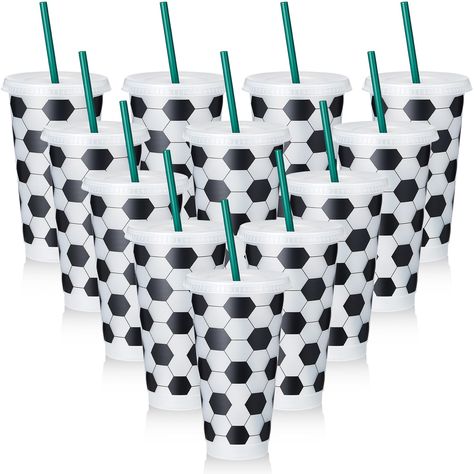 PRICES MAY VARY. Rich Package Content: each package includes 12 pieces of soccer tumblers with straws, enough for soccer fan clubs, teams, or events; It's a suitable and convenient choice for parties, gatherings, matches or as gifts to soccer fans Ideal Size: this plastic tumbler with lid and straw measures about 6.81 x 4.17 x 2.36 inches/ 17.3 x 10.6 x 6 cm, and about 24 oz in capacity, allowing you to enjoy your favorite drink comfortably during traveling and outdoor activities; Its compact st Soccer Basket Ideas Gift, Soccer Tournament Goodie Bags, Soccer Team Gifts End Of Season, End Of Season Soccer Gifts, Soccer Mom Snacks, Soccer Theme Birthday Party, Soccer Party Favors, Soccer Team Gifts, Soccer Cup