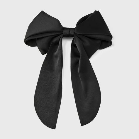 Satin Bow Hair Barrette - A New Day™ | Target Black Bow Hair Clip, Black Bow In Hair, Gracie Abrams Bow, Black Hair Ribbon, Black Bow Hair, Black Hair Bow, Bear Outfit, Alice Costume, Black Hair Bows