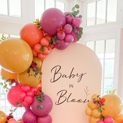 Charming Garlands on Instagram: "A vibrant Baby in Bloom theme🌺🌼🌸 —- By far our most requested baby shower theme of 2024! . . . . . . . . #babyinbloom #chiarabackdrop #babyinbloomtheme #babyshowerideas #babyshowerdecor #mediapa #tablescapes #backdroprentals #behindthescenes #ballooninstallation #balloondecor #balloongarland #balloongarlands #babyshower #itsaboy #itsagirl #philadelphia #phillyvenue #phillyballoons #phillyeventstylist #bestofphilly #charminggarlands #babyshowerinspo" Baby In Bloom Arch Backdrop, Baby In Bloom Balloon Arch, Baby In Bloom Backdrop, Baby In Bloom Shower Ideas, Bloom Theme, Shower Aesthetic, Baby Shower Balloon Arch, Indian Baby Showers, Indian Baby