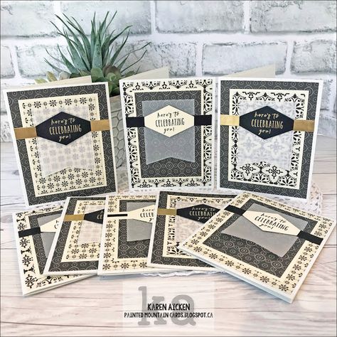 Cards For Men Handmade, Sheetload Of Cards, Masculine Cards Handmade, Hexagon Cards, Card Sketches Templates, White Cards, Homemade Birthday Cards, Black Birthday, Masculine Birthday Cards