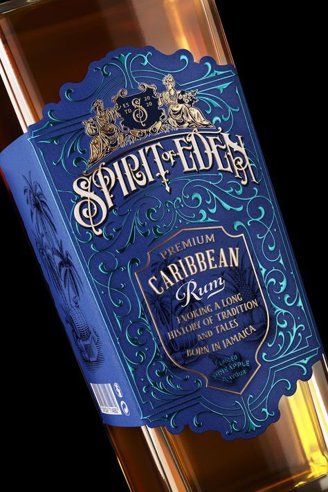 Spirit of Eden on Behance Spirit Bottle Label Design, Spirits Bottle Design, Spirits Label Design, Spirits Packaging Design, Luxury Box Design, Vodka Labels, Whiskey Label, Whiskey Brands, Caribbean Rum