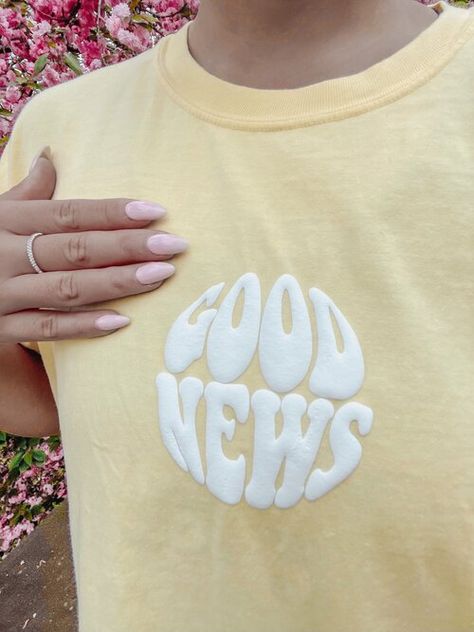 Good News Puff Print Christian Unisex Tshirt — Child of God Co. Romans 10 15, Jesus Clothes, Christian Tshirt Design, Christian Shirts Designs, Spring Tees, Faith Based Clothing, Design Shirts, Tumblr Aesthetic, Child Of God