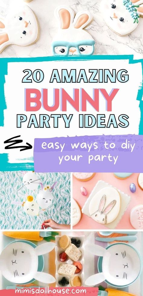 Throw an Easter themed birthday with fun Bunny Printables! Looking for just the right idea for your spring birthday? Celebrate your little one with a fun bunny birthday party. Bright colors, Easter designs and so much more can give a fun holiday flair to your party. A bunny themed birthday party is a great theme for little ones and allows you to explore those Easter holiday decor aisles for inspiration! #easter #birthday #party #parties #easterbirthday #bunny #chick #hoppybirthday #kids Bunny Party Games For Kids, Toddler Easter Party Ideas, Bunny Themed Birthday Party Games, Bunny Birthday Party Games, Bunny Party Ideas Birthdays, Bunny Theme First Birthday Girl, Bunny Bday Party Ideas, Bunny Birthday Games, Easter 1st Birthday Party Girl