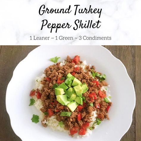 Ground turkey and sweet bell pepper skillet meal made three different ways! Optavia Ground Turkey Lean And Green, Optavia Ground Turkey Recipes Lean And Green, Ground Turkey Lean And Green, Turkey Lean And Green Recipes, Ground Turkey Optavia Recipes, Optavia Turkey Recipes, Lean And Green Ground Turkey Recipes, Optavia Lean And Green Recipes 5&1 Ground Turkey, Optavia Turkey