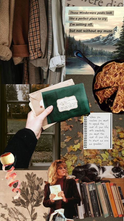 #myfirstshuffle nora ephron Historical Mystery Books, Witchy Cottagecore, Nora Ephron, Fall Mood Board, Collage Board, Classic Wallpaper, Best Seasons, Fall Weather, Winter Aesthetic