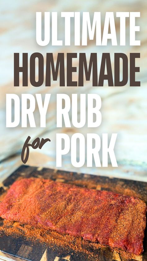 A slab of pork ribs covered in homemade dry rub for pork. Pulled Pork Dry Rub Recipe, Pork Seasoning Recipe, Pulled Pork Spice Rub, Sweet Bbq Rub Recipe, Pork Rib Rub Recipe, Pulled Pork Rub Recipe, Pork Rib Dry Rub, Pork Rub Seasoning, Bbq Pork Rub