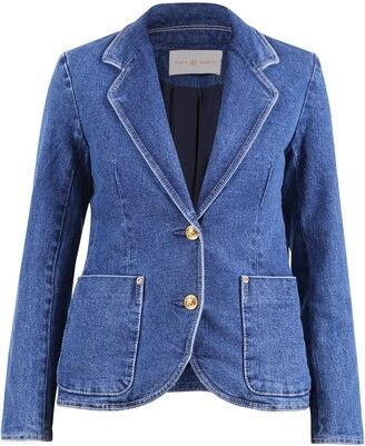 Denim Blazer Jacket, Designer Blazers, Blazer Jeans, Blazer Designs, Denim Blazer, Cotton Blazer, Blazer With Jeans, Jean Top, Single Breasted Jacket