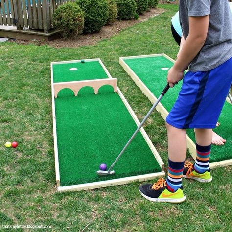 MINI PUTT COURSE - RYOBI Nation Projects Backyard Games Kids, Mini Putt, Putt Putt Golf, Diy Yard Games, Outdoor Games For Kids, Backyard Playground, Yard Games, Backyard Games, Kids Play Area