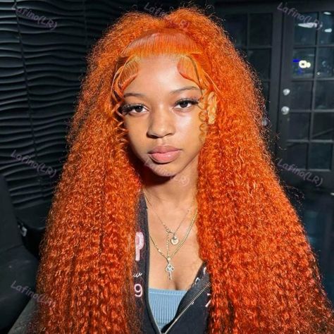 Orange Ginger 13x6 Hd Lace Frontal Wig Curly Human Hair Wigs 30 Inch Loose Deep Wave Frontal Wig Black Balayage, Lace Wigs Styles, Curly Color, Lace Closure Hairstyles, Hd Lace Wigs, Ginger Hair Color, Side Hairstyles, Glueless Wig, Frontal Hairstyles