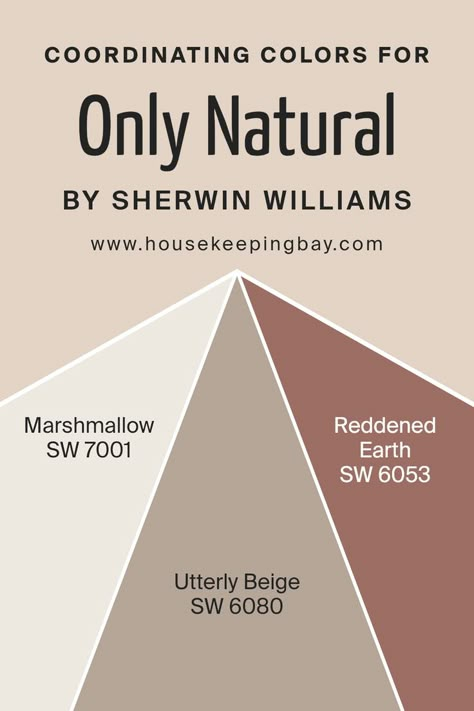 Only Natural SW 7596  Coordinating Colors by Sherwin Williams Utterly Beige Sherwin Williams Exterior, Sw Reddened Earth, Sherwin Williams Reddened Earth, Reddened Earth Paint, Red Color Pallets, Balanced Beige, Office Paint Colors, Accessible Beige, Farmhouse Paint Colors