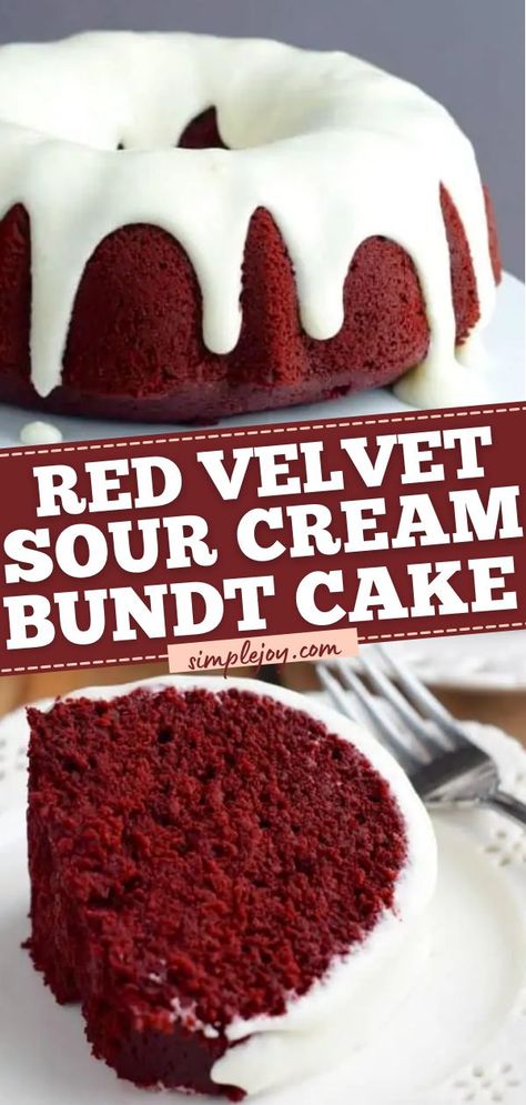 Sour Cream Bundt Cake, Red Velvet Bundt, Buttermilk Frosting, Red Velvet Bundt Cake, Patisserie Fine, Chef Ideas, Edna Mode, Pound Cakes, Big Cakes