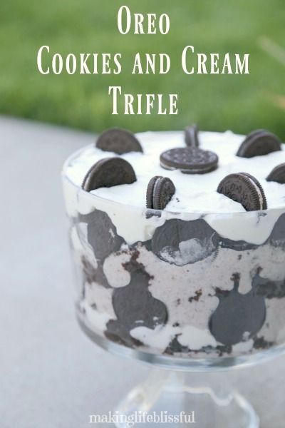 Oreo Cookies and Cream Trifle Dessert Trifle, Oreo Cookie Dessert, Easy Trifle, Trifle Recipes, Homemade Chocolate Pudding, Oreo Pudding, Berry Trifle, Chocolate Pudding Recipes, Chocolate Cake Cookies