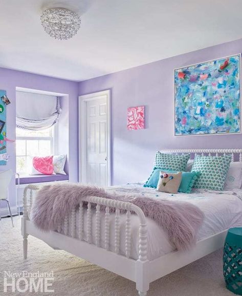 Pink Purple Bedroom Girl Rooms, Purple Beach Bedroom, Purple Interior Design Bedroom, Light Purple Kids Room, Purple Room Ideas Kids, Lavender Girls Room Bedroom Ideas, Light Purple Bedroom Ideas Girl Rooms, Kids Purple Room, Lilac Bedroom Ideas Kids