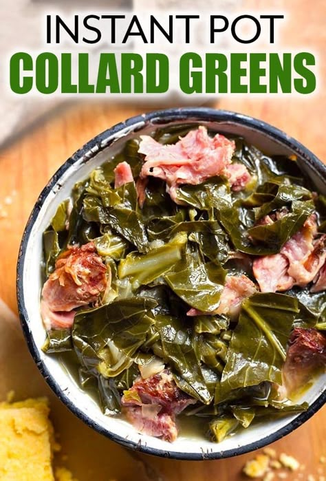 Greens And Ham Hocks, Collard Greens Recipe Ham Hock, Instant Pot Collard Greens Recipe, Instant Pot Collard Greens, Crockpot Collard Greens, Easy Collard Greens Recipe, How To Cook Collards, Cooking Collard Greens, Greens Recipe Soul Food