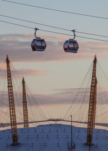 Cable cars over the O2 Arena Greenwich Peninsula, London Bucket List, Emirates Airline, Corner Shop, London Baby, O2 Arena, Cable Cars, Dream Trip, Car Rides