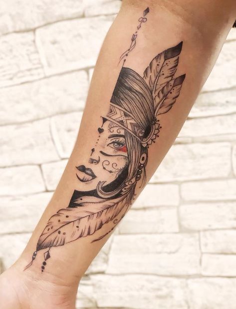 Indian Women Tattoo, Tattoo Avant Bras, Native American Tattoos, Native Tattoos, Hip Tattoos Women, Inspired Tattoos, Mother Tattoos, Geniale Tattoos, Leg Tattoos Women