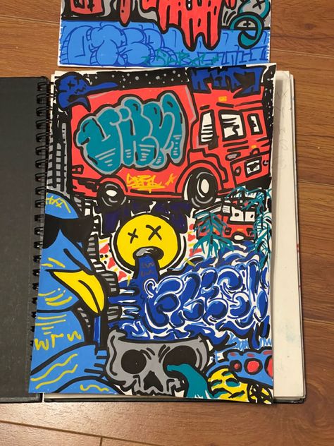 Graffiti Notebook Cover, Graffiti Notebook, Graffiti Sketchbook, Graffiti Blackbook, Diary Cover Design, Graffiti Books, Graff Art, Indie Drawings, Graffiti Style Art