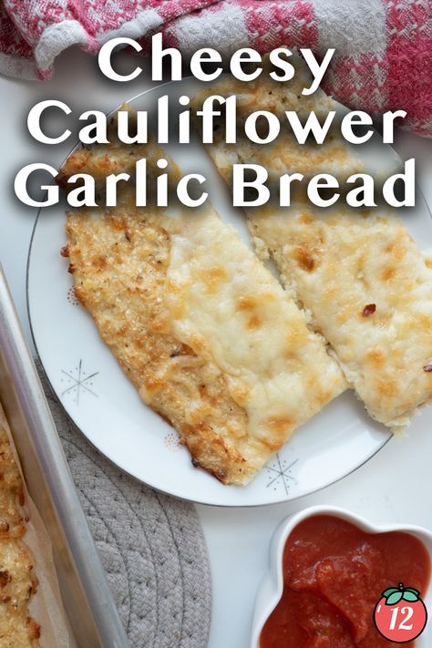 Cheesy Cauliflower Garlic Bread | 12 Tomatoes Cauliflower Bread Recipes, Cauliflower Garlic Bread, Keto Savory, Cauliflower Bread, 12 Tomatoes Recipes, Keto Breads, Sides Dishes, Garlic Cheese Bread, Cheesy Cauliflower