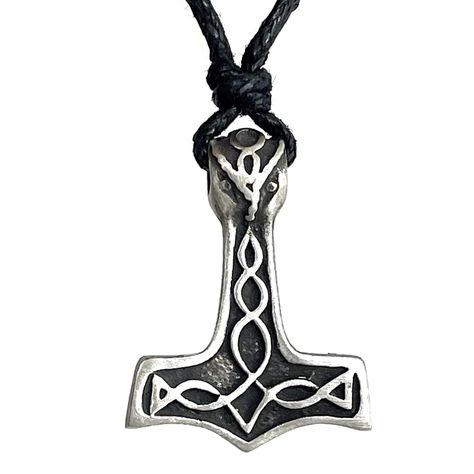 PRICES MAY VARY. 2 sided Celtic Mjolnir Viking 2 Thor's Hammer Amulet Charm Pewter Pendant Necklace This choice comes with a pendant as shown on black adjustable cord necklace. Our pendant is made from pewter, strong and durable. Very fashionable and attract attentions. Measurement: approximately 3 x 2.25 centimeters (For size reference of the pendant, Please view the picture which has a penny and a quater coin next to it to compare) Mjölnir Celtic Norse Viking Jewelry 2 sided Celtic Mjolnir Vik Silver Pendants For Men, Mjolnir Necklace, Amulet Charm, Mens Necklace Pendant, Thor's Hammer, Protection Amulet, Norse Vikings, Pewter Pendant, Protection Necklace