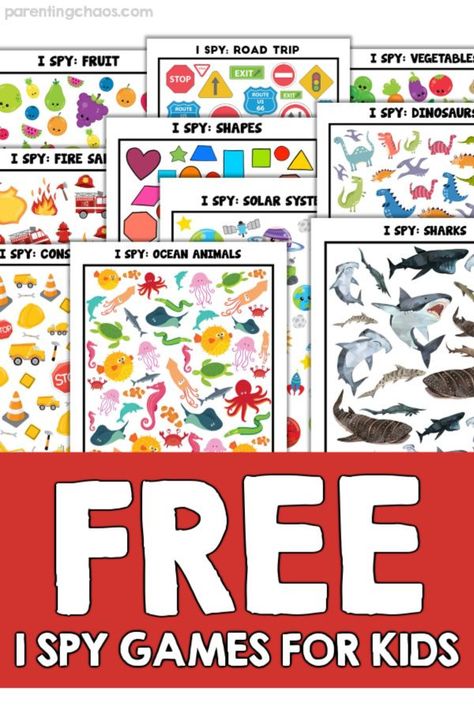 Free I Spy Games for Kids #parentingchaos #ispy #kidsprintables #freeprintables #kidsactivities Spy Games For Kids, Printable Games For Kids, Free Games For Kids, I Spy Games, Free Printable Games, Spy Games, Thanksgiving Games, I Spy, Printable Games