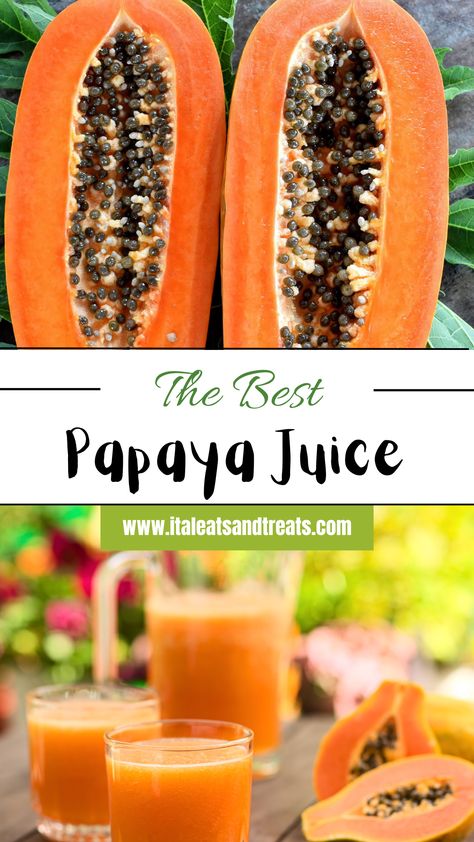 Papaya Juice Recipe | Tropical Fruit Punch Juice - Ital Eats and Treats Papaya Juice Recipe, Curry Quinoa, Papaya Juice, Papaya Recipes, Papaya Seeds, Juicy Juice, Gut Health Recipes, Cold Press Juicer, Juice Recipe