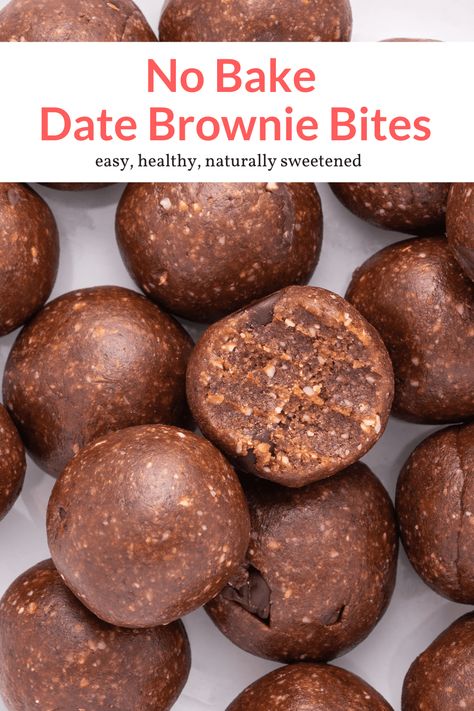 Desserts With Dates, Date Brownies, Healthy No Bake, Slender Kitchen, Energy Ball Recipe, Date Recipes, Brownie Bites, Healthy Sweets Recipes, Lost 100 Pounds