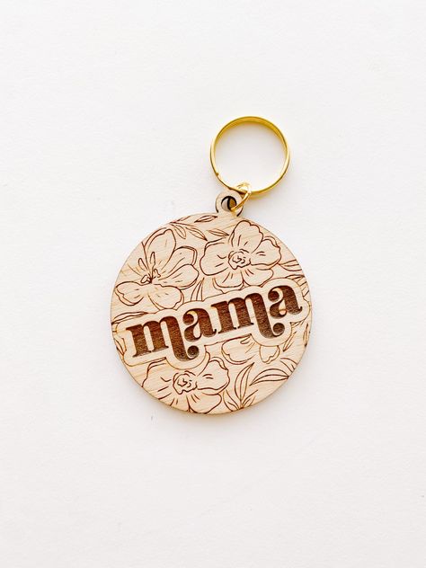 Mama Floral Keychain Wood Laser Keychain, Wood Engraved Keychain, Keychain Wood Ideas, Laser Wood Engraving Ideas, Wood Keychain Design, Wood Key Chain, Xtool Laser Engraving Ideas, Laser Keychain Ideas, Laser Engraved Jewelry