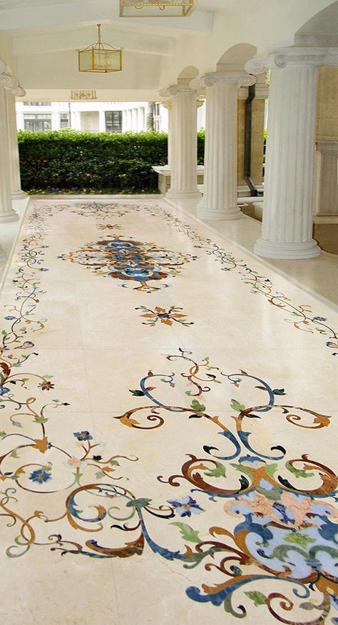 marble design walkway Waterjet Marble Design, Marble Inlay Designs, Marble Inlay Floor, Villa Classic, Marble Waterjet, Marble Medallion, Inlay Flooring, Marble Flooring Design, Waterjet Marble