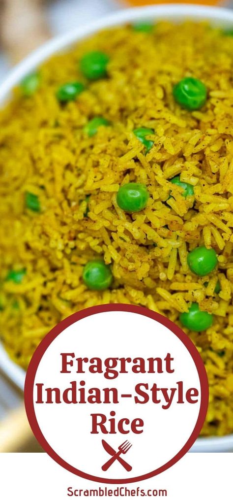 Serve this fragrant Indian style rice recipe with your favorite curries! This is a light and earthy rice recipe loaded with flavor and easy to prepare. An easy Indian rice recipe that is a perfect side dish recipe. #SideDish #IndianRice #IndianRiceRecipe #RiceRecipe Authentic Indian Rice Recipes, Indian Brown Rice Recipes, Indian Curry Rice Recipe, Curried Rice Recipes, Easy Indian Rice Recipes, Bag Rice Recipes, Basmati Rice Recipes Indian, Indian Rice Recipes Basmati, Rice Indian Recipes