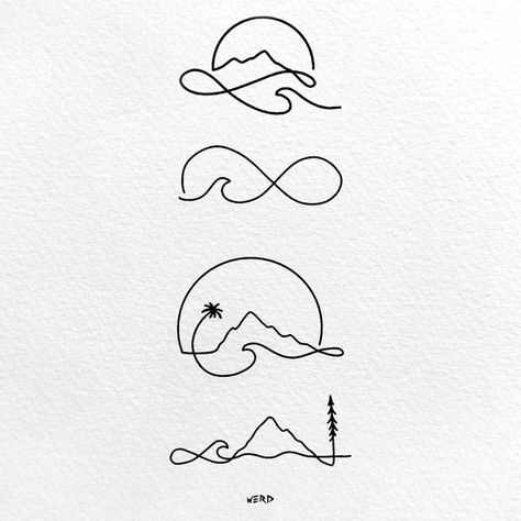 Drew Graves on Instagram: "Single Line Tattoo Designs. The first four are available as temporary tattoos on Inkbox. Use the link in my bio to browse all@my temporary tattoo designs on @inkbox 
.
.
.
.
If you would like to use any of my designs for a tattoo, please support my work and purchase a Tattoo Certificate from my website, werdgra.com or just use the link in my bio! Thanks so much! 
-Drew
.
.
.
#simpletattoo #minimaltattoo #flashtattoo #tattoodesign #tattooideas #blackworktattoo #tattoo #tattoolover #minimalism #stippling #lineworktattoo #blackworknow #linework #blacktattooart #darkartists #onlyblackart #inked #artist #werdgra #finelinetattoo" Single Lines Tattoo, California Tatoos Small, Simple Line Tattoo Designs, Sunrise Wave Tattoo, Single Line Sun Tattoo, Fine Line Surf Tattoo, Curiousity Tattoo, Thigh Line Tattoos, Single Line Tattoo Men