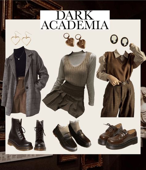 Dark Academia Woman Outfit, Womens Dark Academia Fashion, Dark Academia Outfit Ideas Women, Dark Academia Outfit Inspiration, Dark Academia Women Outfit, Dark Academia Autumn Outfit, Autumn Academia Outfit, Dark Academia Clothes Women, Dark Academia Women Fashion