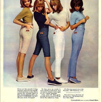 These Vintage Ads Will Make You Crave Extinct Jeans Brands: 1960s: Jeans Advertising Targets Youth 1960s Fashion Pants, 1960 Fashion Women, 60s Fashion Women 1960s Outfits, History Of Jeans, 60s Fashion Women, 1960s Fashion Women, Fashion 60s, 60s Women, 1960 Fashion