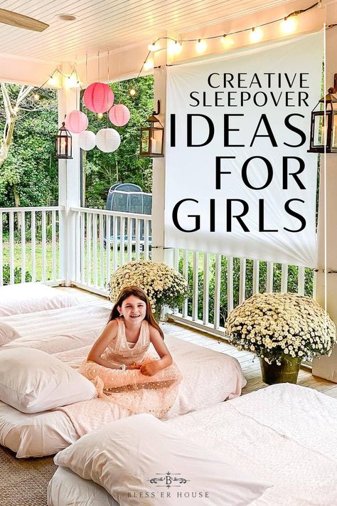 What To Do At A Slumber Party, Outdoor Slumber Party Ideas, Slumber Party Sleeping Arrangements, Birthday Sleepover Decorating Ideas, Basement Sleepover Ideas, Diy Slumber Party Tents, Slumber Party Set Up, Sleepover Sleeping Arrangements, Diy Tent Sleepover Party