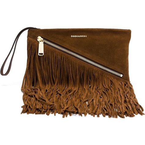 Dsquared2 Fringed Clutch ($1,395) ❤ liked on Polyvore featuring bags, handbags, clutches, brown, suede fringe purse, suede fringe handbag, brown fringe purse, brown suede fringe purse and fringe clutches Fringe Handbag, Fringe Clutch, Yarn Necklace, Brown Handbags, Brown Fringe, Fringe Handbags, Designer Clutch Bags, Small Leather Bag, Fringe Purse