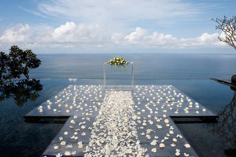 bali wedding - Google Search                                                                                                                                                                                 More Resort In Bali, Bali Decor, Bali Resort, Water Wedding, Lakeside Wedding, Bali Wedding, Exclusive Wedding, Wedding Aisle, Wedding Destination