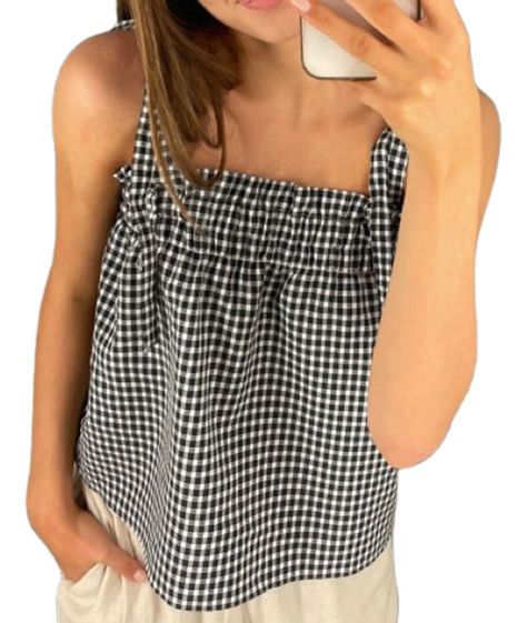 Plaid Clothing, Plaid Tank Top, Streetwear Korean, Summer Plaid, Summer Vest, Peplum Tops, Cropped Camisole, Summer Streetwear, Plaid Outfits