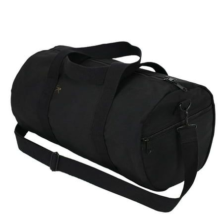 Rothcos Canvas Shoulder Duffle Bag is the ultimate multi-purpose travel bag. This rugged canvas duffle bag is ideal for use as a gear bag, tool bag, or gym bag, and fits perfectly into an overhead bin on an airplane. Rothco is the foremost supplier of military, tactical, outdoor, survival clothing and gear. Size: 19".  Color: Black. Small Gym Bag, Black Duffle Bag, Canvas Duffle Bag, On An Airplane, Multifunction Bag, Duffle Bag Travel, Gear Bag, Tool Bag, Canvas Shoulder Bag