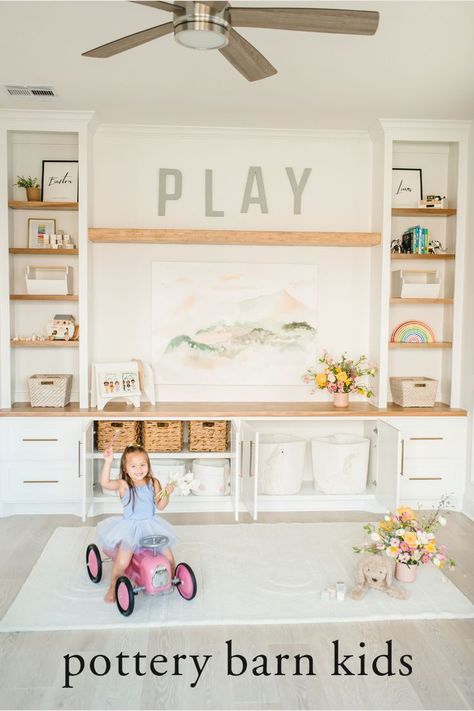 Organizing Playroom, Playroom Cabinet, Playroom Organizing, Kids Tv Room, Loft Playroom, Kids Storage Bins, Playroom Inspiration, Small Playroom, Diy Playroom