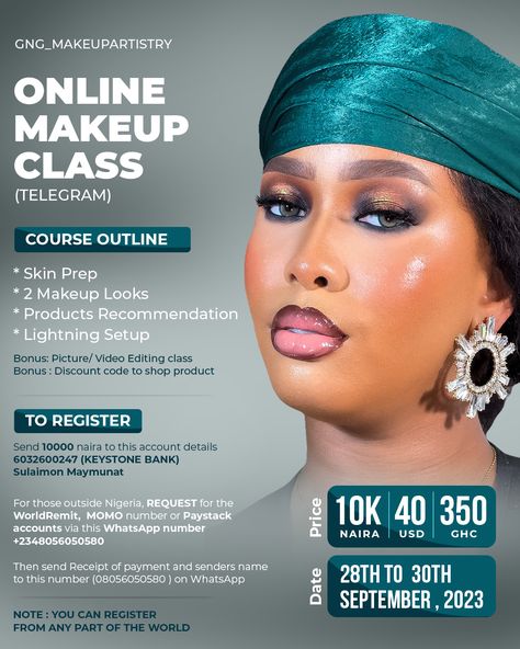 Makeup Class Flyer Design Online Makeup Class Poster, Makeup Class Flyer Design, Makeup Class Poster Design, Makeup Flyer Design, Makeup Class Flyer, Class Flyer Design, Makeup Poster, Simple Flyer, Class Poster