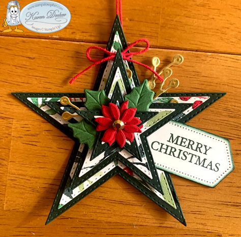 Christmas Star Cards Handmade, Stampin Up Christmas Decorations Paper Ornaments, Cardstock Ornaments Diy, Stampin Up Christmas Ornaments Ideas, Su Christmas Gift Tags, Xmas Tags Handmade, Stampin Up Ornaments, Gift Tag Diy, Star Christmas Cards