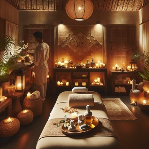 Luxury Spa Massage Room, Nature Spa Design, Zen Massage Room, High End Spa Design, In Home Spa Room Ideas, Spa Vibes Aesthetic, Japanese Spa Design, Spa Massage Aesthetic, Spa Massage Room Design