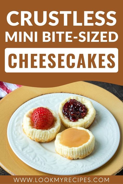 These cute Crustless Mini Bite-Sized Cheesecakes are a great dessert to serve to guests at dinner parties and get-togethers. Healthy Desserts For Kids, Best Homemade Ice Cream, Mini Bites, Homemade Ice Cream Recipes, Popular Desserts, Desserts For A Crowd, Homemade Vanilla, Great Desserts, Homemade Desserts