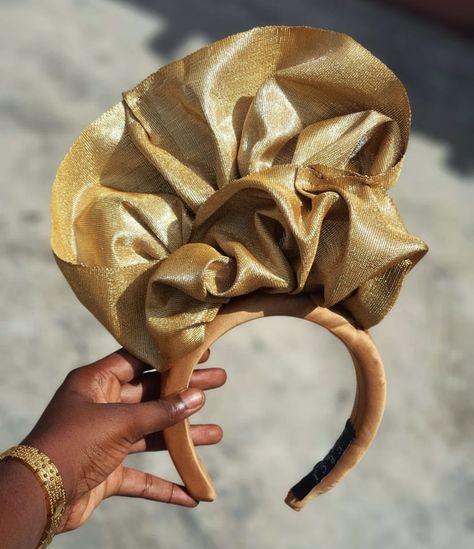 Asooke Headband, Gele Styles Head Wraps, Latest Cord Lace Styles, Styles For Ankara, Cord Lace Styles, Crinoline Fascinator, African Hair Accessories, Hair Design For Wedding, African Head Dress