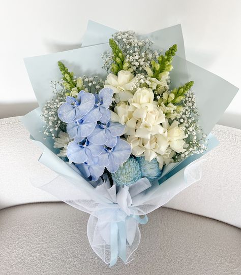 Our RB Signature bouquet in blue & white 🤍💙 #rbbouquet #bouquet #flowerbouquet #flowers #florist #sydneyflorist #blueflowwrs #orchid #roses #whiteroses Orchid Hydrangea Bouquet, Blue Orchid Bouquet, Blue Hydrangea Bouquet, Blue Orchid Flower, Orchid Bouquet, Hydrangea Bouquet, Flower Gift Ideas, Blue Orchids, Blue Hydrangea