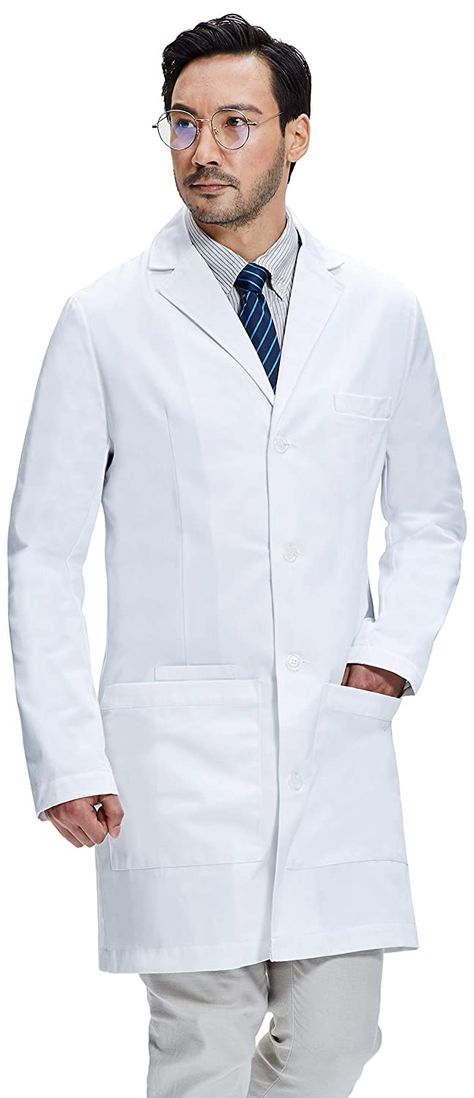 Dr. James Men's Lab Coat, Semi-Tailored Fit, Smartphone and Tablet Pockets, White, 38 Inch Length DR11-M: Amazon.in: Clothing & Accessories Laboratory Clothes, Lab Coats For Men, Laboratory Coat, Men's Lab Coat, Doctor Coat, Bad Video, Doctor Outfit, Coat For Men, Lab Coats