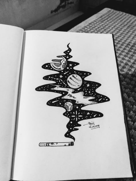 Butterfly Moon Drawing, Astronomy Sketch Art, Galaxy Aesthetic Drawing, Drawing Ideas With Black Pen, Universe Doodle Art, Creative Moon Drawing, Space Themed Sketches, Galaxy Doodle Art, Galaxy Drawing Black And White