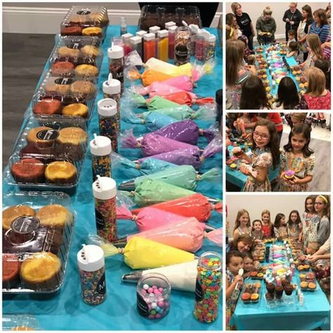 Decorate Your Cupcake Party, Cupcake Station Decorate Your Own, Cupcake Decorating Party Birthday, Decorate Own Cupcake Party Kids, Cake Decorating Competition Birthday Party, Diy Cupcake Decorating Party, Cupcake Decorating Party Setup, Diy Cupcake Party, Make Your Own Cupcake Party Kids